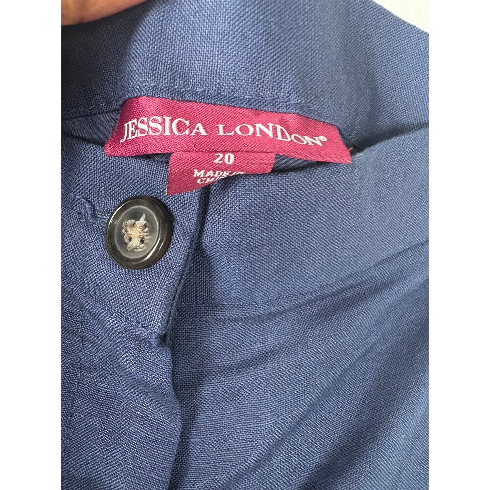 Jessica London Womens Linen Navy Blue Pants Plus Size 20 Elastic Waist Lining - Picture 3 of 13